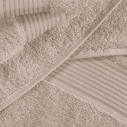 Ultra Soft 6 Pack Cotton Towel Set, Contains 2 Bath Towels 28x55 inch, 2 Hand Towels 16x24 inch & 2 Wash Coths 12x12 inch, Ideal Everyday use, Compact & Lightweight - Tan - color: Tan