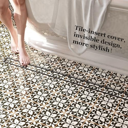 Neodrain 54-Inch Linear Shower Drain-Matte Black,with Tile Insert Grate | 304 Stainless Steel, Fast Drainage, Rectangle Shower Floor Drain with Leveling Feet & Hair Strainer, Fits Bathroom, Balcony - color: Matte Black, size: 54 IN
