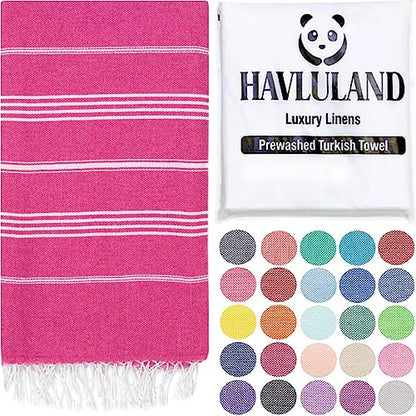 Fuchsia Oversized 39x71cm Turkish Cotton Beach Towel - Quick Dry, Lightweight, Sand Free, Ideal for Beach, Pool, Spa, Gym, Yoga, Travel, Camping, Picnic | Quick Dry, Sand Resistant, Reversible, Machine Washable, Lightweight Peshtemal Towel for Beach, Pool