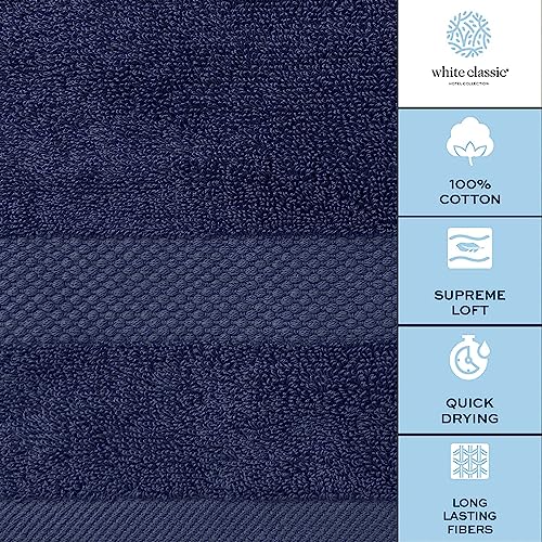 White Classic Luxury Soft Navy Bath Sheet Towels - 650 GSM Cotton Luxury Bath Towels Extra Large 35x70 | Highly Absorbent and Quick Dry | Hotel Collection Extra Large Bath Towels Oversized, 2 Pack - color: 15: Navy Blue