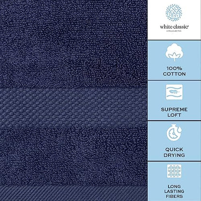 White Classic Luxury Soft Navy Bath Sheet Towels - 650 GSM Cotton Luxury Bath Towels Extra Large 35x70 | Highly Absorbent and Quick Dry | Hotel Collection Extra Large Bath Towels Oversized, 2 Pack - color: 15: Navy Blue