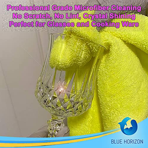 Blue Horizon Microfiber Cleaning Towels, Pack of 24, Ultra Soft Plush Washcloth, All Purpose Premium Microfiber Detailing Cleaning Cloths Reusable Shop Towels (16" x 16", Yellow) - color: Yellow