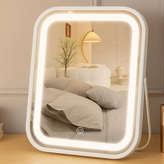 YEKKOPT Lighted Makeup Mirror, Rechargeable Vanity Mirror with Lights 10''x8'' Makeup Mirror with Lights,Light up Mirror Touch Screen with 3-Color Lighting,for Women Gift,Travel Essentials - size: 10"L x 8"W