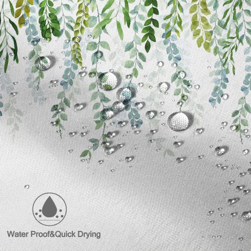 AWERT Plant Shower Curtain for Bathroom Sage Green Eucalyptus Waterproof Quick-Drying Green Leaves Shower Curtain Set with Hooks 60x72 Inch - color: Green, size: 60"W x 72"L (Pack of 1)
