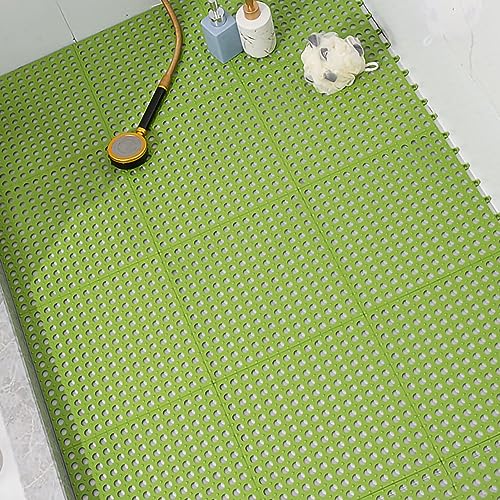 Tyenaza 10Pcs Bath Tub Shower Mat, Suction Cup Floor Mats Anti Slip Plastic Mosaic Bath Mat Tub Bathroom Mats for Kitchen Bathroom (Green) - color: Green