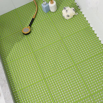 Tyenaza 10Pcs Bath Tub Shower Mat, Suction Cup Floor Mats Anti Slip Plastic Mosaic Bath Mat Tub Bathroom Mats for Kitchen Bathroom (Green) - color: Green