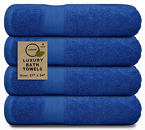 Luxury Bath Towels Set of 4 (27” x 54”) | Towels for Bathroom | Super Soft | Highly Absorbent Towels for Home, Spa, Gym (Royal Blue) - color: Royal Blue