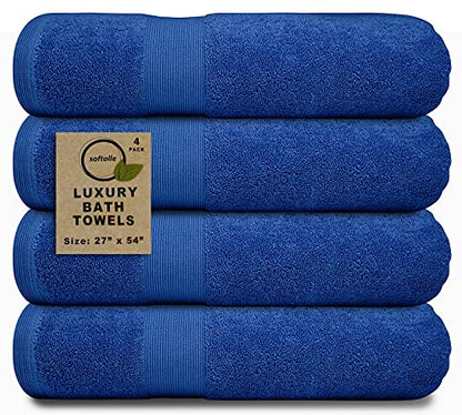 Luxury Bath Towels Set of 4 (27” x 54”) | Towels for Bathroom | Super Soft | Highly Absorbent Towels for Home, Spa, Gym (Royal Blue) - color: Royal Blue