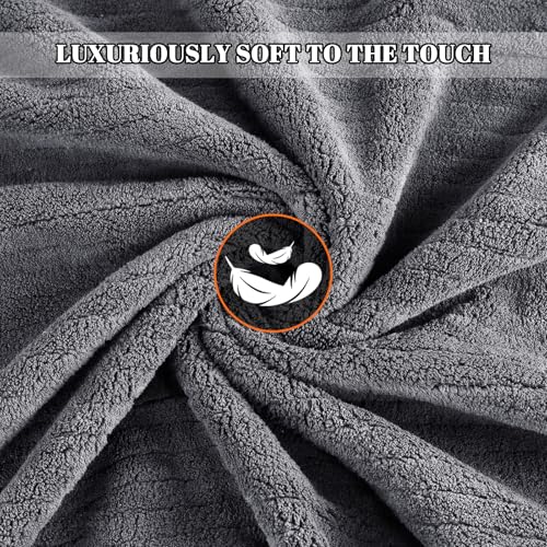 Bath Towels Set of 4 Extra Large 35 x 70 Inches,Luxury Thick High Absorbent Quick Dry Bath Sheet,Ultra Soft Microfiber,Bathroom,Beach,Yoga,Sport,SPA (Grey) - color: Grey, style: 4 Piece Bath Towels