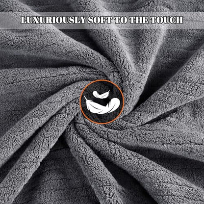 Bath Towels Set of 4 Extra Large 35 x 70 Inches,Luxury Thick High Absorbent Quick Dry Bath Sheet,Ultra Soft Microfiber,Bathroom,Beach,Yoga,Sport,SPA (Grey) - color: Grey, style: 4 Piece Bath Towels