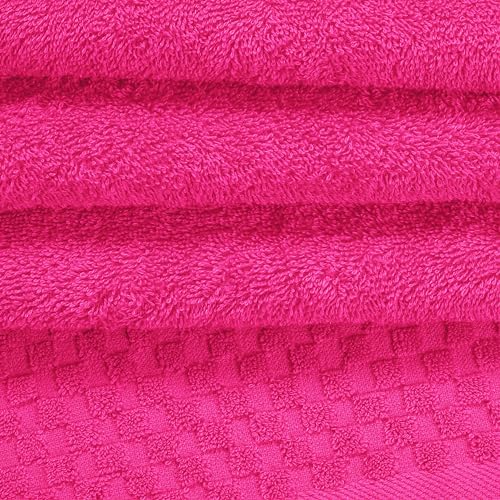 MyOwn Ultra Soft 3 Pack Cotton Towel Set, Contains a Bath Towels 28x55 inch, a Hand Towels 16x24 inch & a Wash Coths 12x12 inch, Ideal Everyday use, Compact & Lightweight - Hot Pink - color: Hot Pink, size: 3 Pack Set