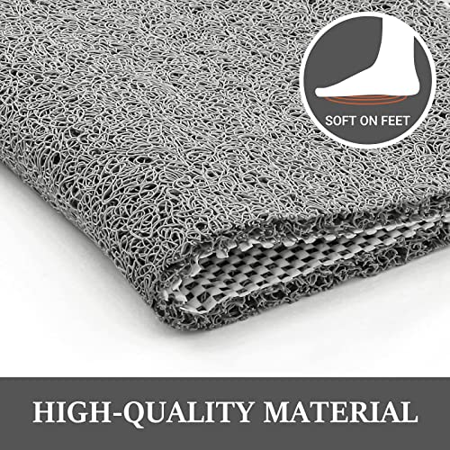 LuxStep Shower Mat Bathtub Mat Non-Slip Bath Mat with Drain, Quick Drying | 47x16 inch PVC Loofah Bathmat for Tub,Shower,Bathroom,Grey - color: Stylish Grey, size: 47" x 16" (Rectangular)
