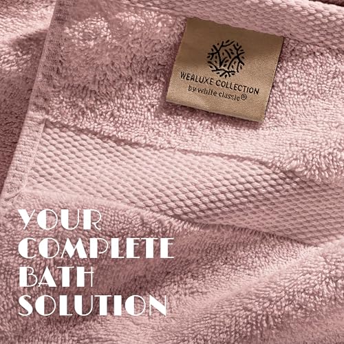 White Classic Pink Bath Towel Set of 6-100% Cotton Highly Absorbent Towels for Bathroom, 2 Luxury Bath Towels 650GSM, 2 Hand Towels, 2 Washcloths - color: Pink