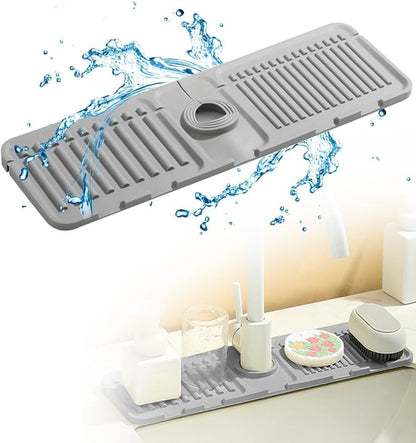 Kitlers Silicone Edge Protectors - Multifunction Sink Accessories, Splash Guard & Draining Mat for Kitchen, Bathroom Sink, Steel, Granite, Quartz Countertops(Transparent)