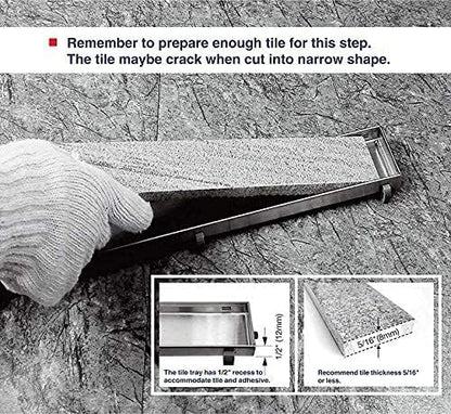 Neodrain 32" Linear Shower Drain with Tile Insert Grate & Shower Drain Base | 304 Stainless Steel, Fast Drainage, Rectangle Shower Floor Drain with Leveling Feet & Hair Strainer, Fits Bathroom, Balcony - color: Brushed With Base, size: 32 IN
