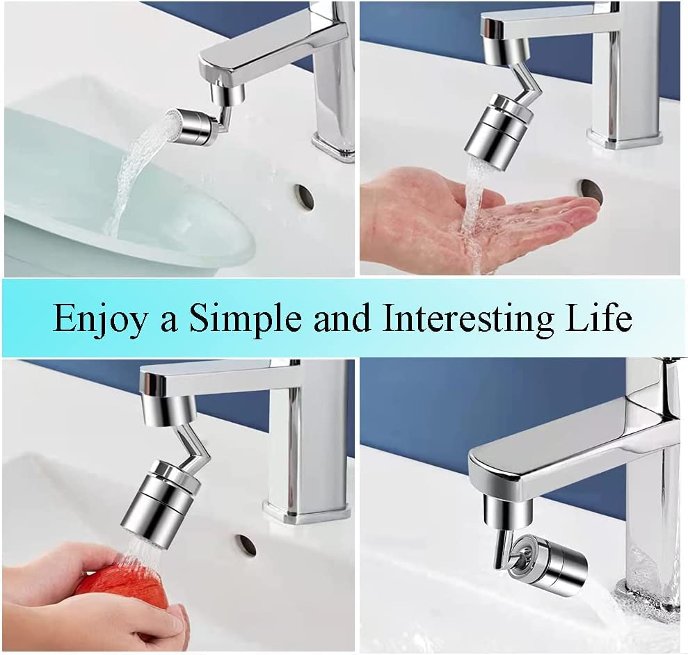 720 Degree Swivel Kitchen Sink Faucet Aerator, Dual Function Filter Faucet Head, 720 Rotating Faucet Extender for Bathroom, Flexible Faucet Sprayer Attachment