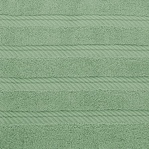 American Soft Linen 100% Carde Cotton 6 Piece Towel Set, 590 GSM Heavy Weight Soft Absorbent Turkish Towels for Bathroom, Sage - color: Sage
