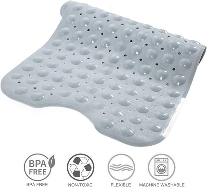 Bathtub Mats for Shower Tub Non-Slip Bath Mat 39 x 16 Inch Extra Long Shower Mat, Bath Tub Mat for Bathroom with Machine Washable, BPA Free for Kids (Gray) - color: Grey