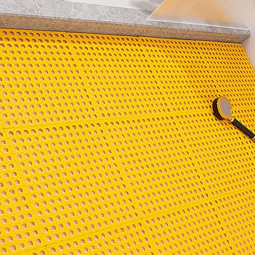Tyenaza 10Pcs Bath Tub Shower Mat, Suction Cup Floor Mats Anti Slip Plastic Mosaic Bath Mat Tub Bathroom Mats for Kitchen Bathroom (Yellow) - color: Yellow