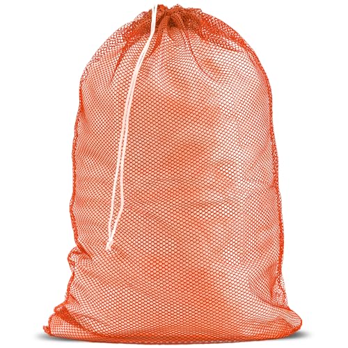 Handy Laundry Mesh XL Laundry Bag - Durable, Machine Washable with Secure Drawstring Closure - Perfect for College Dorms, Laundromats, Apartments (Orange, Large 24" x 36") | XL 24x36 Mesh Laundry Bag, Secure Drawstring, Heavy Duty, Machine Washable, for D