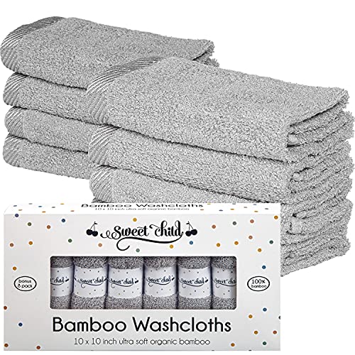 Sweet Child 8-Pack Baby Washcloths -Super Soft Rayon Washcloth, Baby Wash Cloths for Newborn,Infants and Kids, Bath Baby Towels, Body and Face Towel, Face Cloths for Washing Face - color: Grey