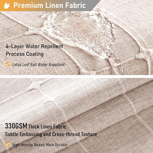 BTTN 54x72 Boho Farmhouse Linen Heavy Duty Shower Curtain Set, Tan/Taupe | Small Size, 330GSM Linen Blend, 3-side Tassels, Water Repellent Fabric, 10 Plastic Hooks, Rustic Bohemian, Machine Washable - color: Taupe, size: 54"W x 72"L (Pack of 1)
