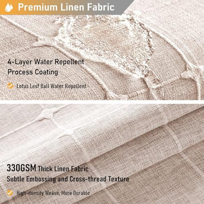 BTTN 54x72 Boho Farmhouse Linen Heavy Duty Shower Curtain Set, Tan/Taupe | Small Size, 330GSM Linen Blend, 3-side Tassels, Water Repellent Fabric, 10 Plastic Hooks, Rustic Bohemian, Machine Washable - color: Taupe, size: 54"W x 72"L (Pack of 1)