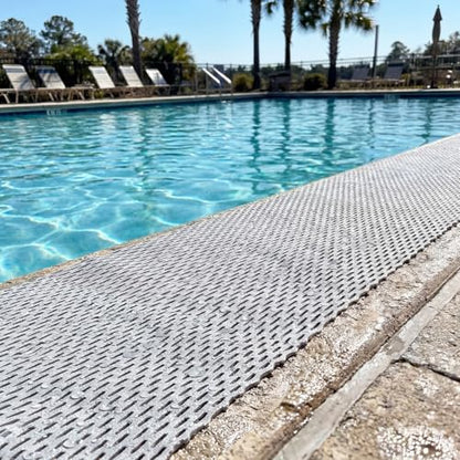 Nuanchu Non Slip Pool Drainage Mat 1.3 x 10 ft Heavy Duty PVC Wet Area Floor Mat with Fast Drainage Holes Cuttable for Swimming Pool Side, Bathroom, Spa, Patio, Commercial, Outdoor Walkway - size: 1.3 x 10 ft