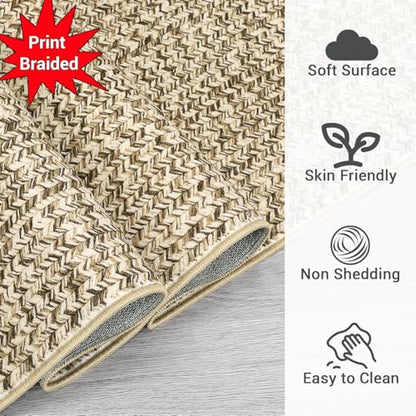 Washable Rugs Runner Rug 2x6 Bathroom Rugs Natural Modern Abstract Bedroom Rug Non Slip Farmhouse Kitchen Runner Stain Resistant Carpet 2'x6' Natural - color: Natural, size: 2' x 6' (Runner)