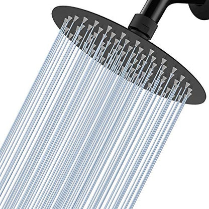 Voolan High Pressure Rain Shower Head - Rainfall Shower head Made of 304 Stainless Steel - Comfortable Shower Experience Even at Low Water Flow (6 Inch, Black) - color: Matte Black, size: 6 Inch