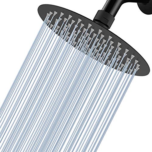 Voolan High Pressure Rain Shower Head - Rainfall Shower head Made of 304 Stainless Steel - Comfortable Shower Experience Even at Low Water Flow (6 Inch, Black) - color: Matte Black, size: 6 Inch