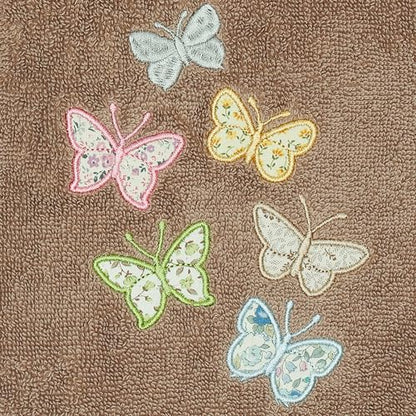 Frolic 4-Piece Luxury Towel Set, Calico Applique, Soft & Durable Turkish Cotton, Elegant Bathroom Ensemble, 2 Bath 2 Hand Towels, Cocoa - color: Cocoa, size: 2 Pcs Bath 2 Pcs Hand Towel