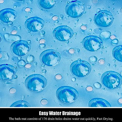 Bathtub and Shower Mats, 28 x 15 Inch Non-Slip Bath Mat, Machine Washable Bath Tub Mat with Suction Cups & Drain Holes for Bathroom, Clear Blue - color: Clear Blue, size: 28" x 15" (Rectangular)