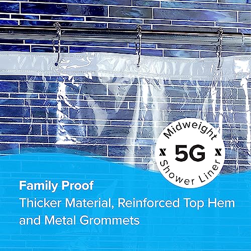 SlipX Solutions Protected Shower Curtain Liner, 5G Thicker Liner, 70"x72", Clear - color: Clear 5g
