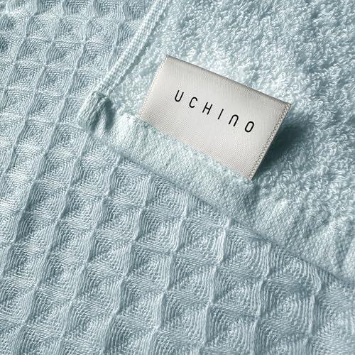 UCHINO Waffle Twist Cotton Hand Towel Absorbent Quick Dry 20x30, Blue, 1 Pc - color: Ocean, size: Hand Towel