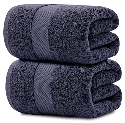 White Classic Luxury Soft Navy Bath Sheet Towels - 650 GSM Cotton Luxury Bath Towels Extra Large 35x70 | Highly Absorbent and Quick Dry | Hotel Collection Extra Large Bath Towels Oversized, 2 Pack - color: 15: Navy Blue