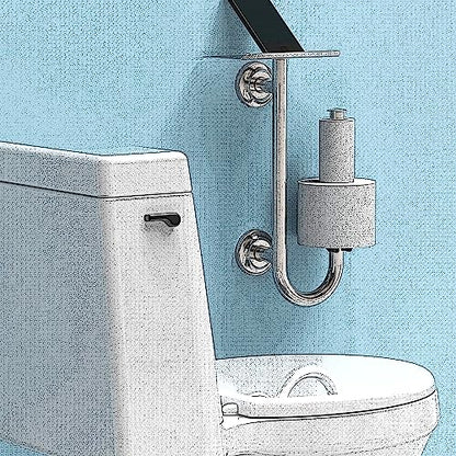 3-in-1 Stainless Steel Double Toilet Paper Holder with Heavy Duty Grab Bar and Top Shelf for Wet Wipes, Napkins, Phone, Pad. (White, Left-Hand) - color: White, size: Left-Hand