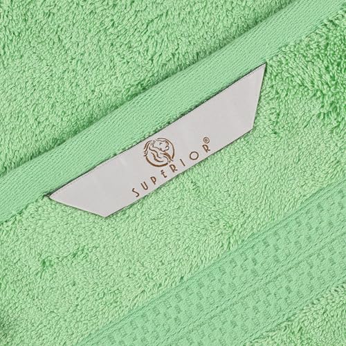 Superior Rayon From Bamboo Cotton Blend 6 Piece Towel Set, Bathroom, Gym, Spa, Essentials, Includes; 2 Face Towels/ Washcloths 13” x 13”, 2 Hand Towels 16” x 30”, 2 Bath Towels 30” x 54”, Spring Green