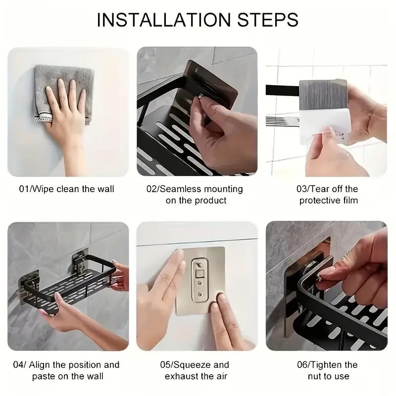 1pc Large Capacity Wall-Mounted Storage Rackwithout Drilling, Suitable for Bathroom and Kitchen, SaveSpace, Easy to Install Storage Rack, Storage of ToiletArticles, Cosmetics, and Miscellaneous ltems