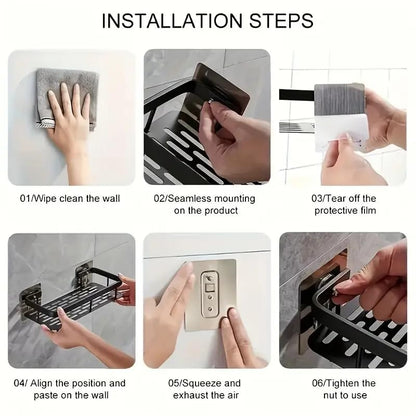 1pc Large Capacity Wall-Mounted Storage Rackwithout Drilling, Suitable for Bathroom and Kitchen, SaveSpace, Easy to Install Storage Rack, Storage of ToiletArticles, Cosmetics, and Miscellaneous ltems