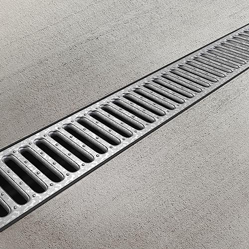 Vodaland - 4 Inch Easy 2 Premium Trench Drain Channel - Galvanized Stamped Steel Grating (3)