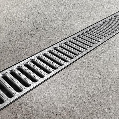 Vodaland - 4 Inch Easy 2 Premium Trench Drain Channel - Galvanized Stamped Steel Grating (3)