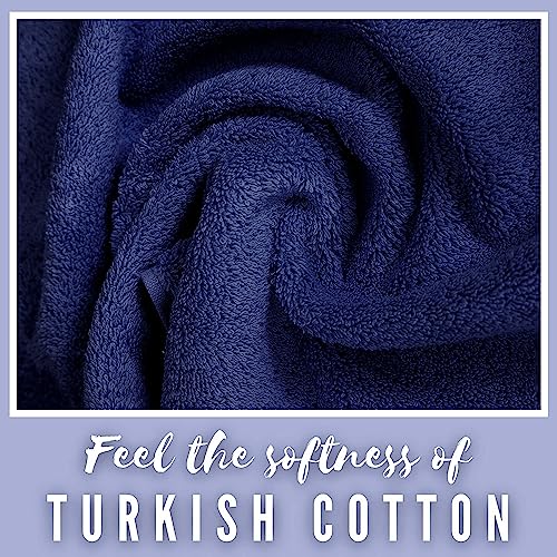 LA' HAM MAM FINE LIVING Luxury Turkish Cotton Towels Easy Care, Extra Soft & Absorbent, Hotel & Spa Quality, Kitchen & Bathroom Turkish Towels (Washcloth Set - 4 Pack, Navy) - color: Navy, size: Washcloth Set - 4 pack