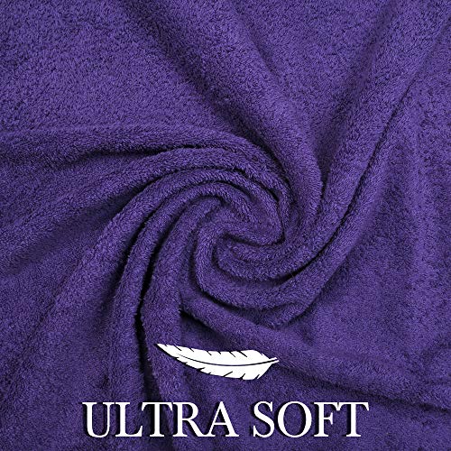 CRAFTBERRY- 6 Piece Cotton Bath Towel Set- 2 Bath - 2 Hand - 2 Face, Purple | 100% Cotton • Thick & Plush • Hotel Quality • Ultra Soft • Highly Absorbent • Quick Dry • Low Lint • Machine Washable - color: Purple