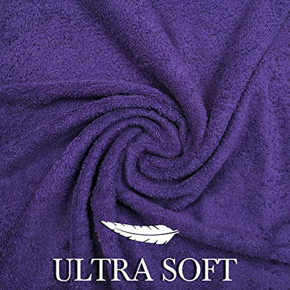 CRAFTBERRY- 6 Piece Cotton Bath Towel Set- 2 Bath - 2 Hand - 2 Face, Purple | 100% Cotton • Thick & Plush • Hotel Quality • Ultra Soft • Highly Absorbent • Quick Dry • Low Lint • Machine Washable - color: Purple