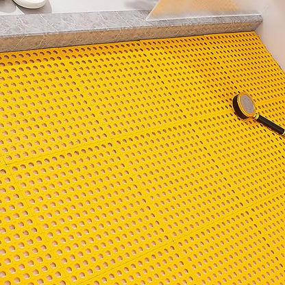 Tyenaza 10Pcs Bath Tub Shower Mat, Suction Cup Floor Mats Anti Slip Plastic Mosaic Bath Mat Tub Bathroom Mats for Kitchen Bathroom (Yellow) - color: Yellow