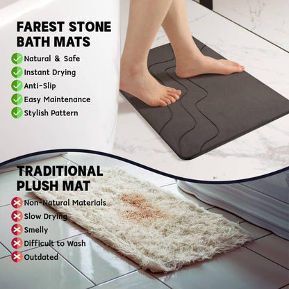 2 Pack Stone Bath Mat-Diatomaceous Earth Bath Mat Fast-Drying Stone Drying Mat Super Absorbent Diatomite Mats for Bathroom, Dish Drying, Bathtub (Grey Wave+Heart Rhythm) - color: Grey Wave+heart Rhythm-24*16