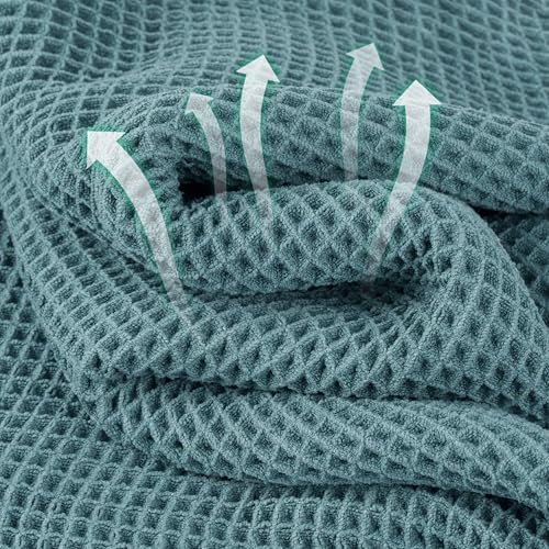 Microfiber Waffle Hand Towels, 2 Pieces, Soft, Absorbent, Fast Drying, Lint Free 430 GSM (Green) - color: Green