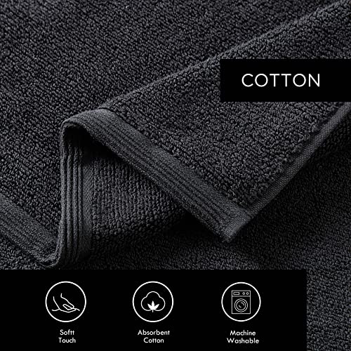 Vera Wang - Bath Towels, Highly Absorbent & Super Soft Bathroom Essentials, Oeko-Tex Certified (Sculpted Pleat Black, 6-Piece) (Pack of 6) - color: Sculpted Pleat Black, size: 6 Piece (Pack of 6)