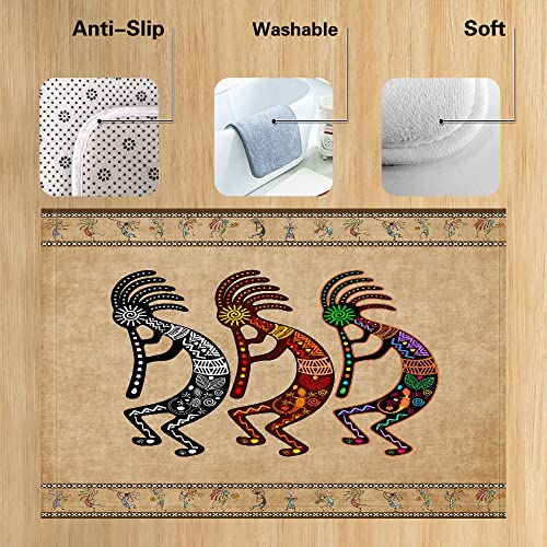 JAWO Southwestern Tribal Bathroom Rug - Geometric Retro Abstract Art, Memory Foam (16X24inches), Brown - color: Brown, size: 1'4" x 2' (Rectangular)